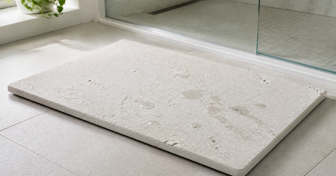 Tapis de bain en diatomite, pierre minérale poreuse qui absorbe l'eau rapidement
