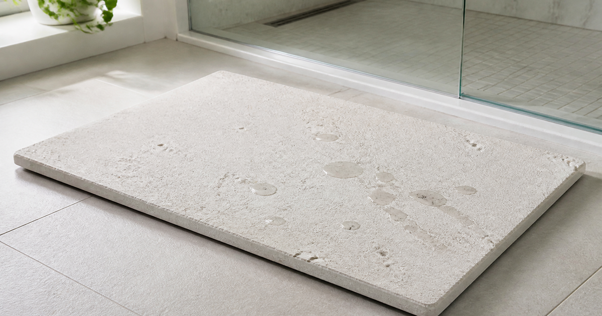Tapis de bain en diatomite, pierre minérale poreuse qui absorbe l'eau rapidement