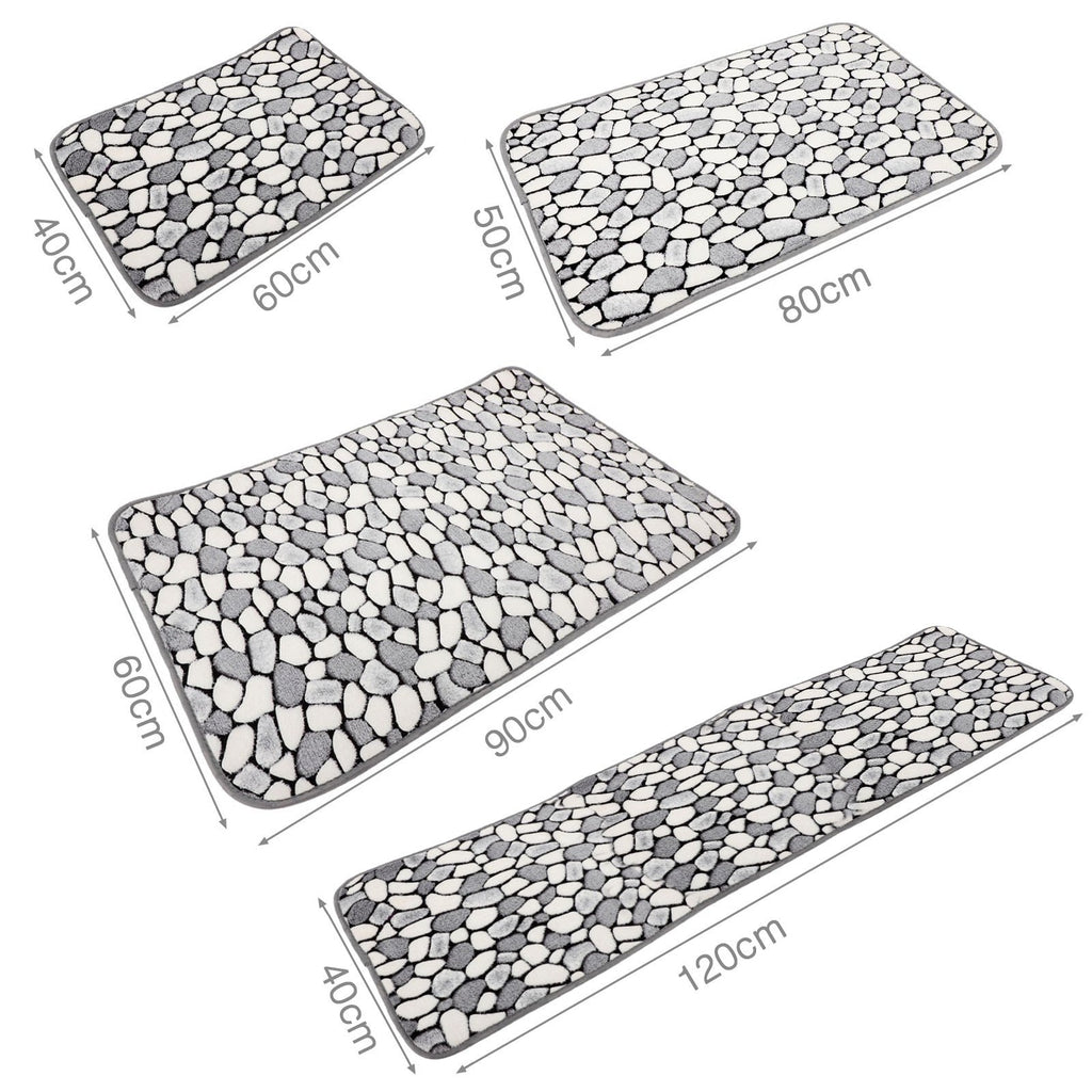Tapis salle de bain motif galets