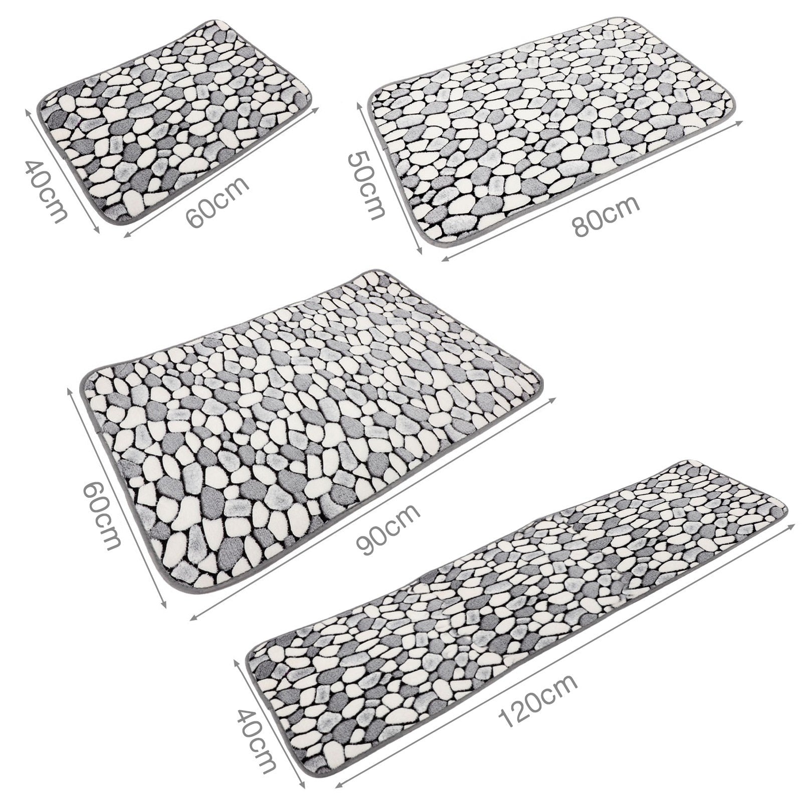 Tapis salle de bain motif galets