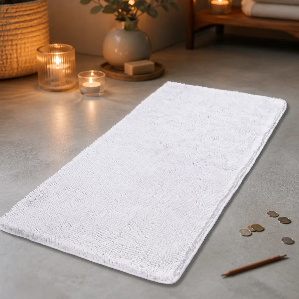 Grand tapis de bain blanc