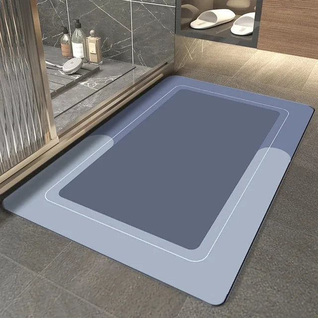 grand tapis de bain bleu