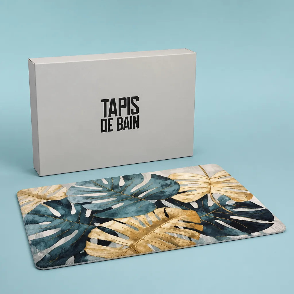 Tapis De Bain Bambou Coton Anthracite