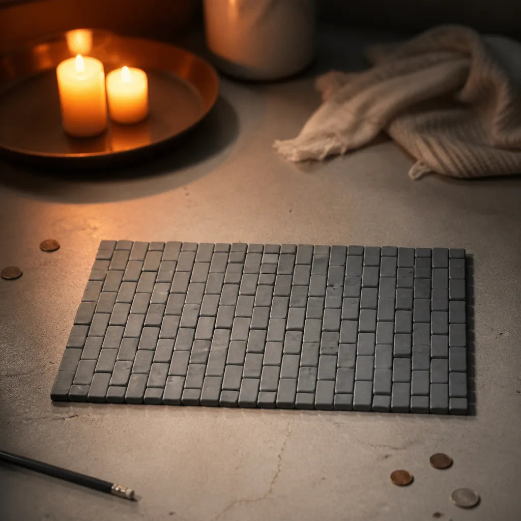 Tapis de bain bambou gris