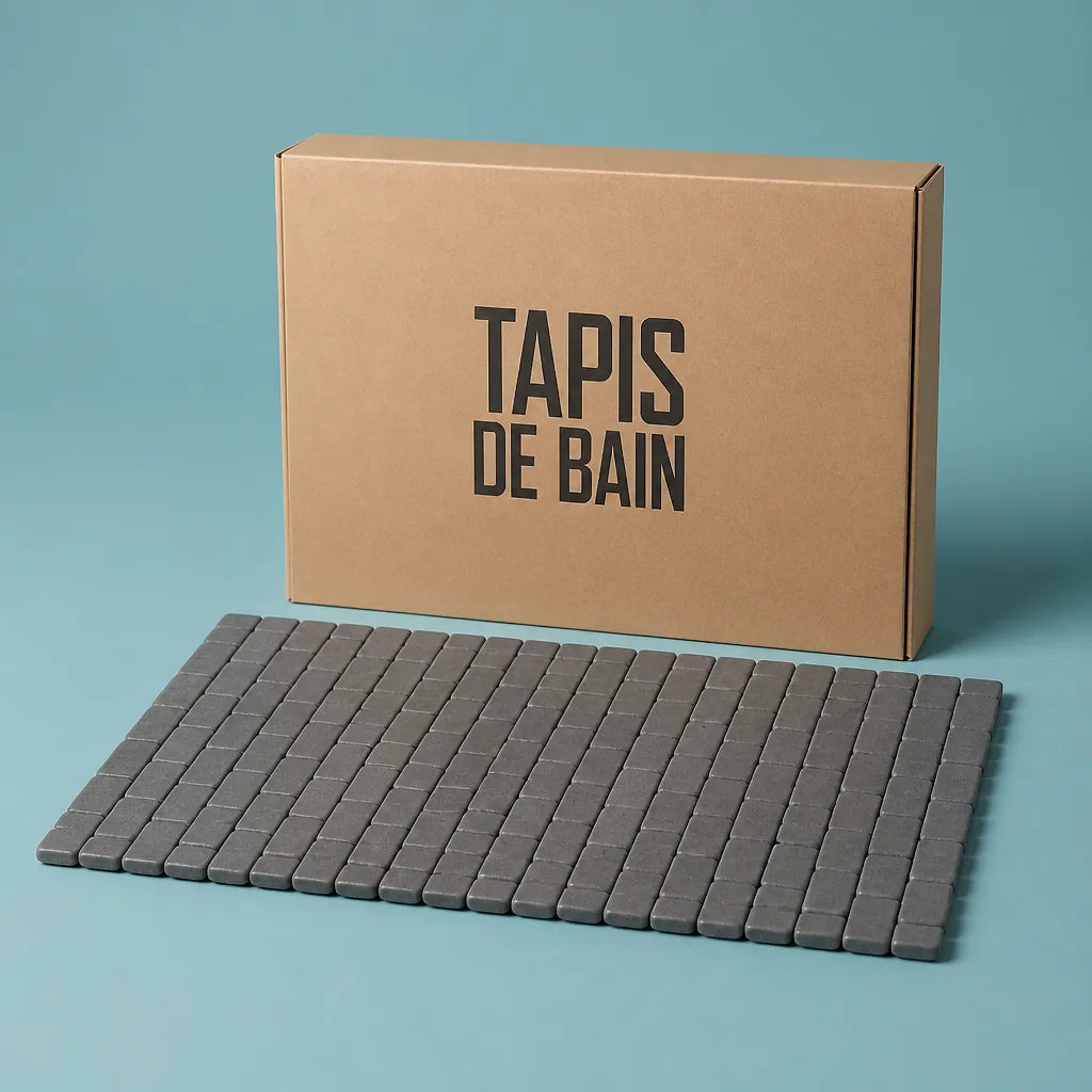 Tapis de bain bambou gris
