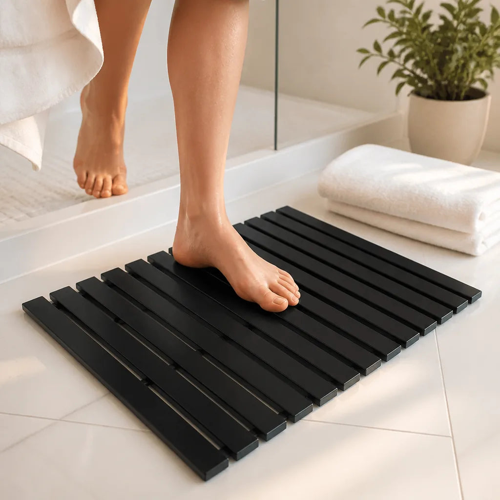 Tapis De Bain Bambou Noir