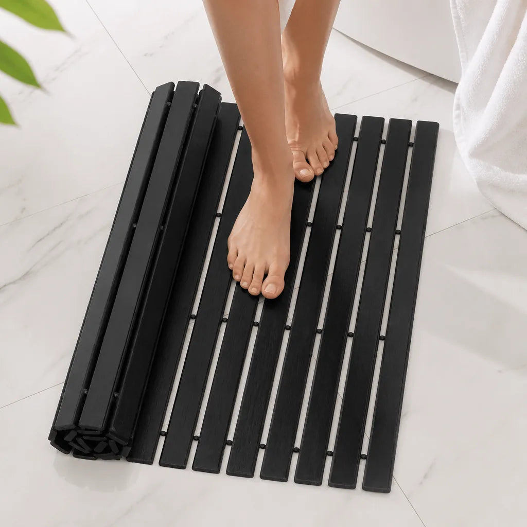 Tapis De Bain Bambou Noir