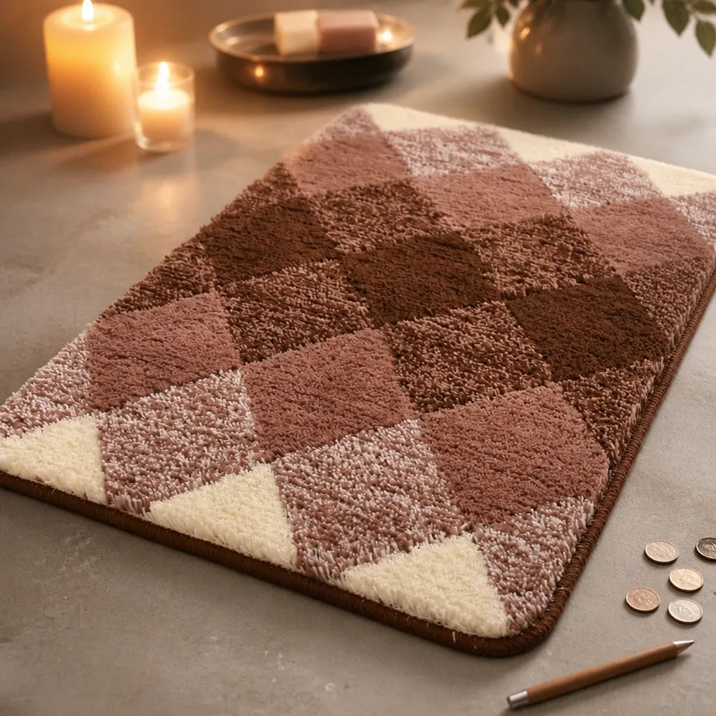 Tapis de bain beige et marron