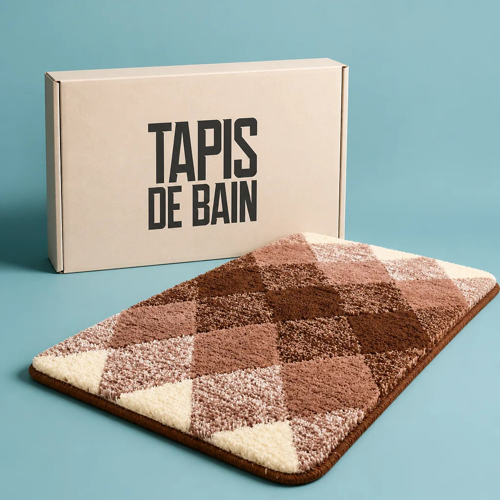Tapis de bain beige et marron