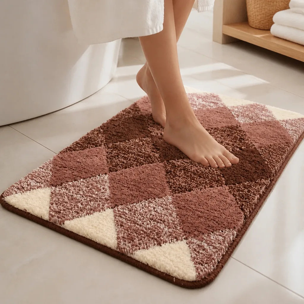 Tapis de bain beige et marron