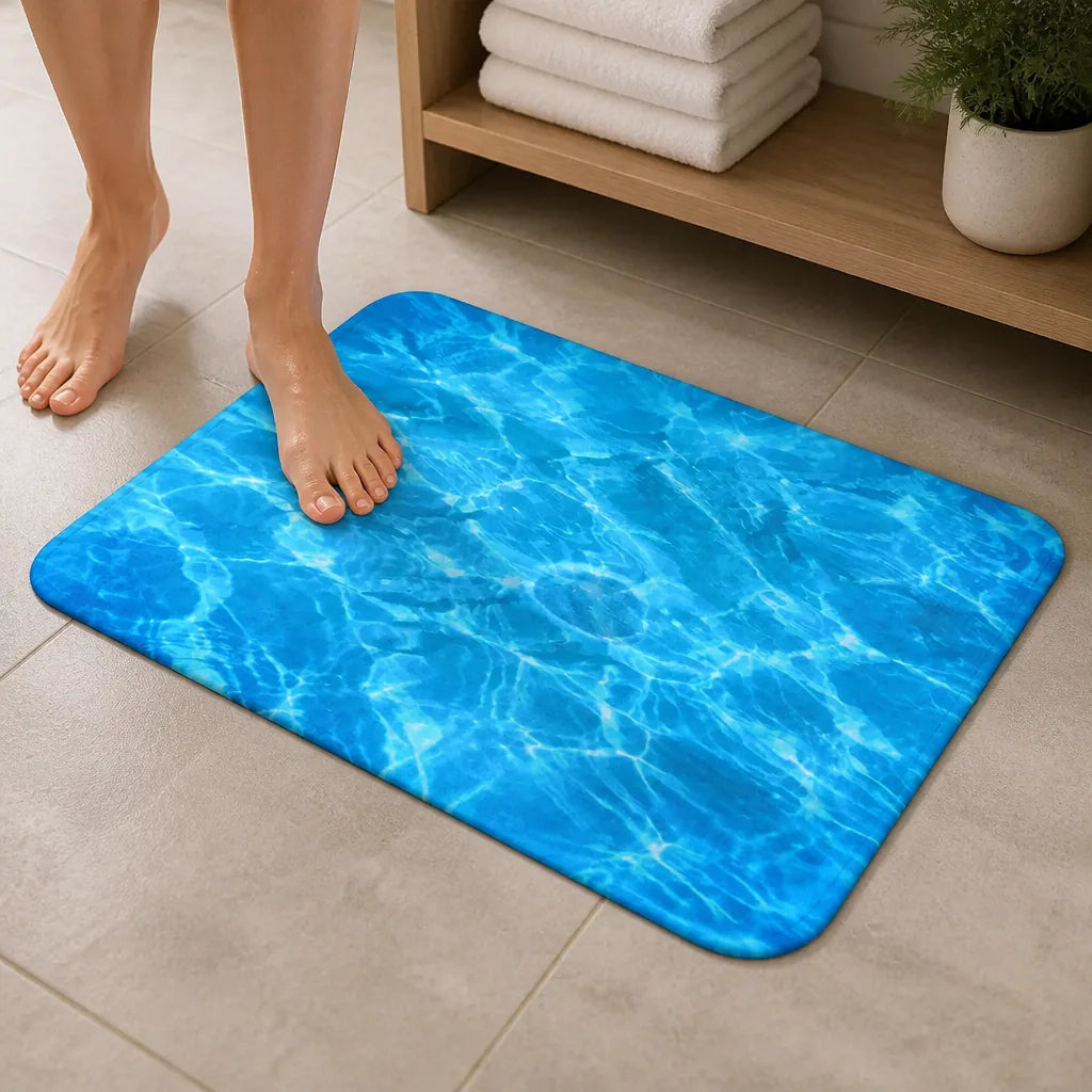 Tapis de bain bleu lagon
