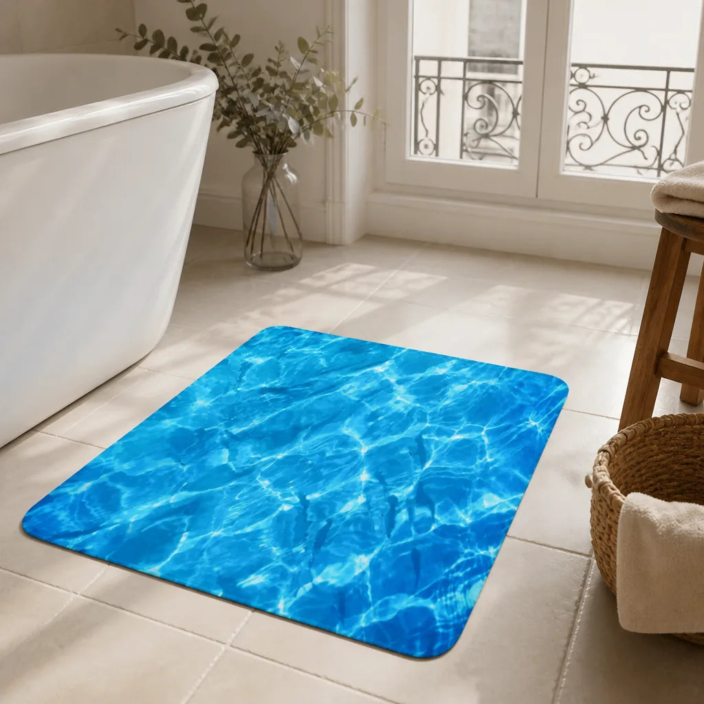 Tapis de bain bleu lagon