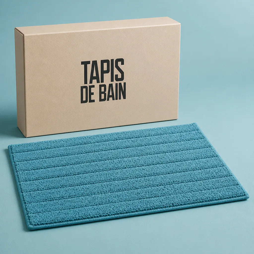 Tapis de bain bleu paon
