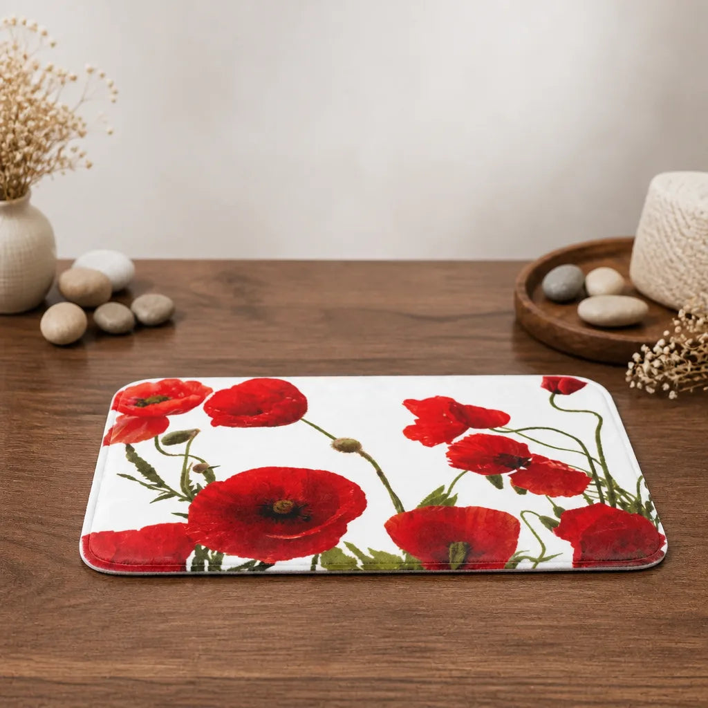 Tapis de bain coquelicot