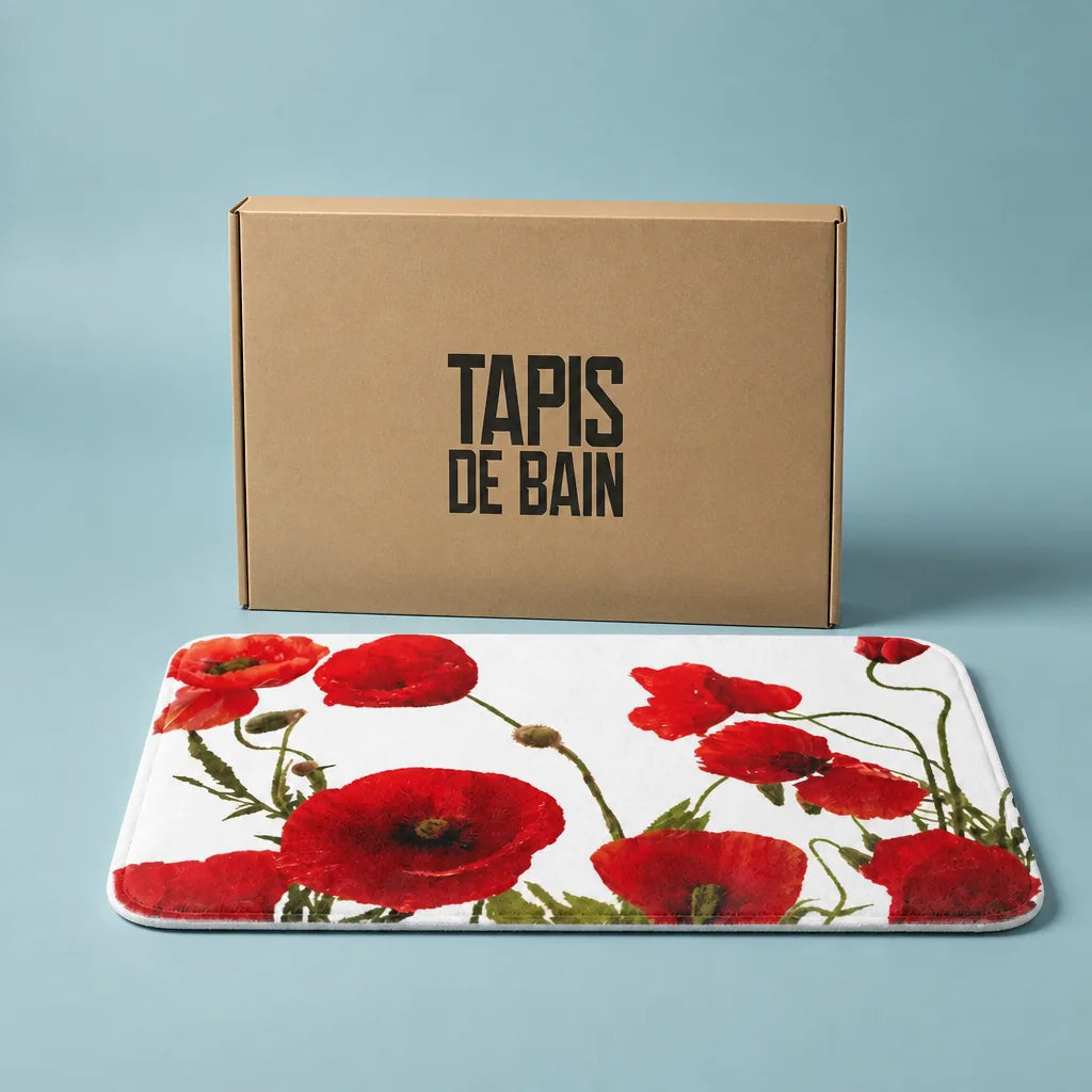 Tapis de bain coquelicot