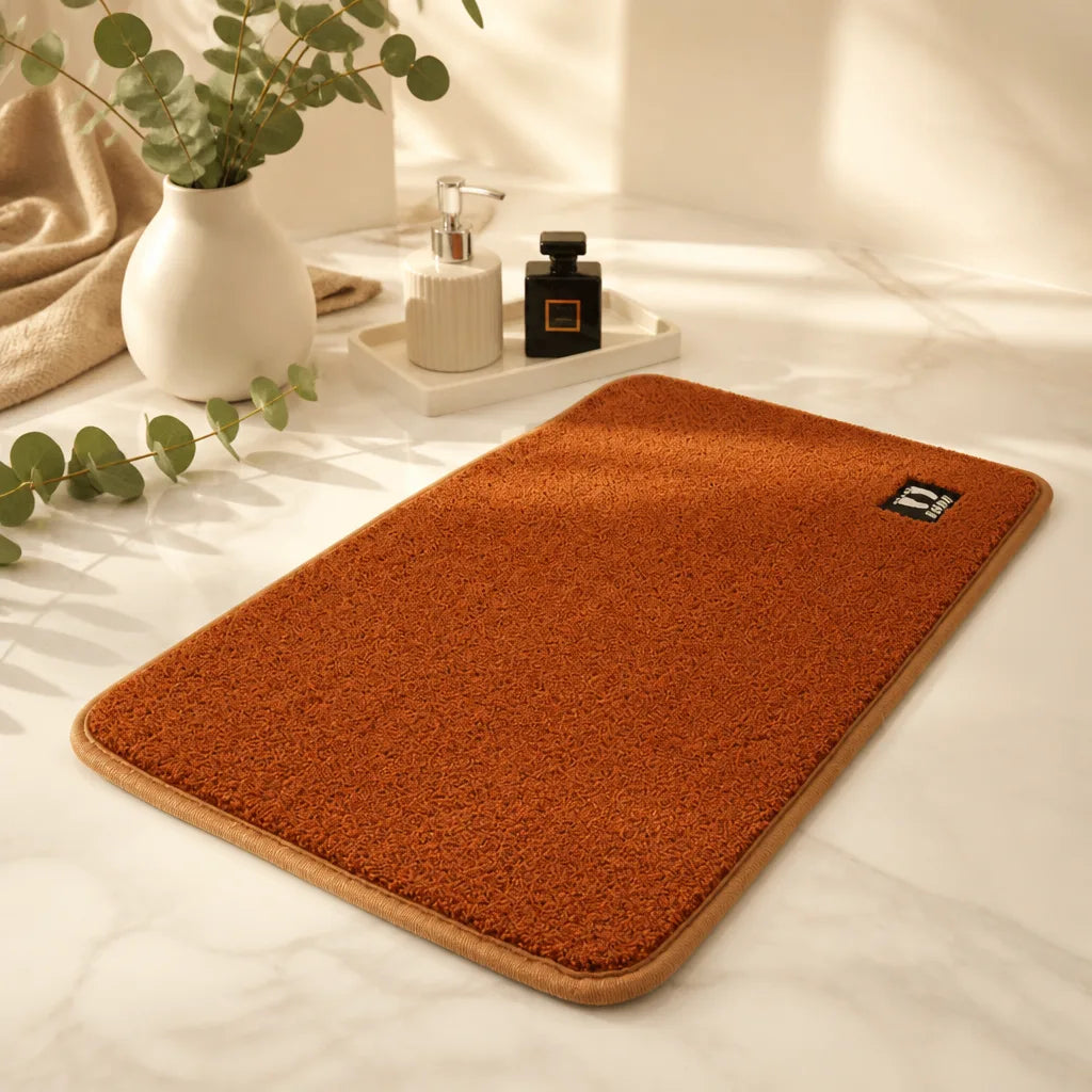 Tapis de bain couleur terracotta