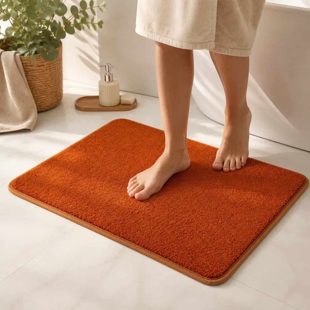 Tapis de bain couleur terracotta