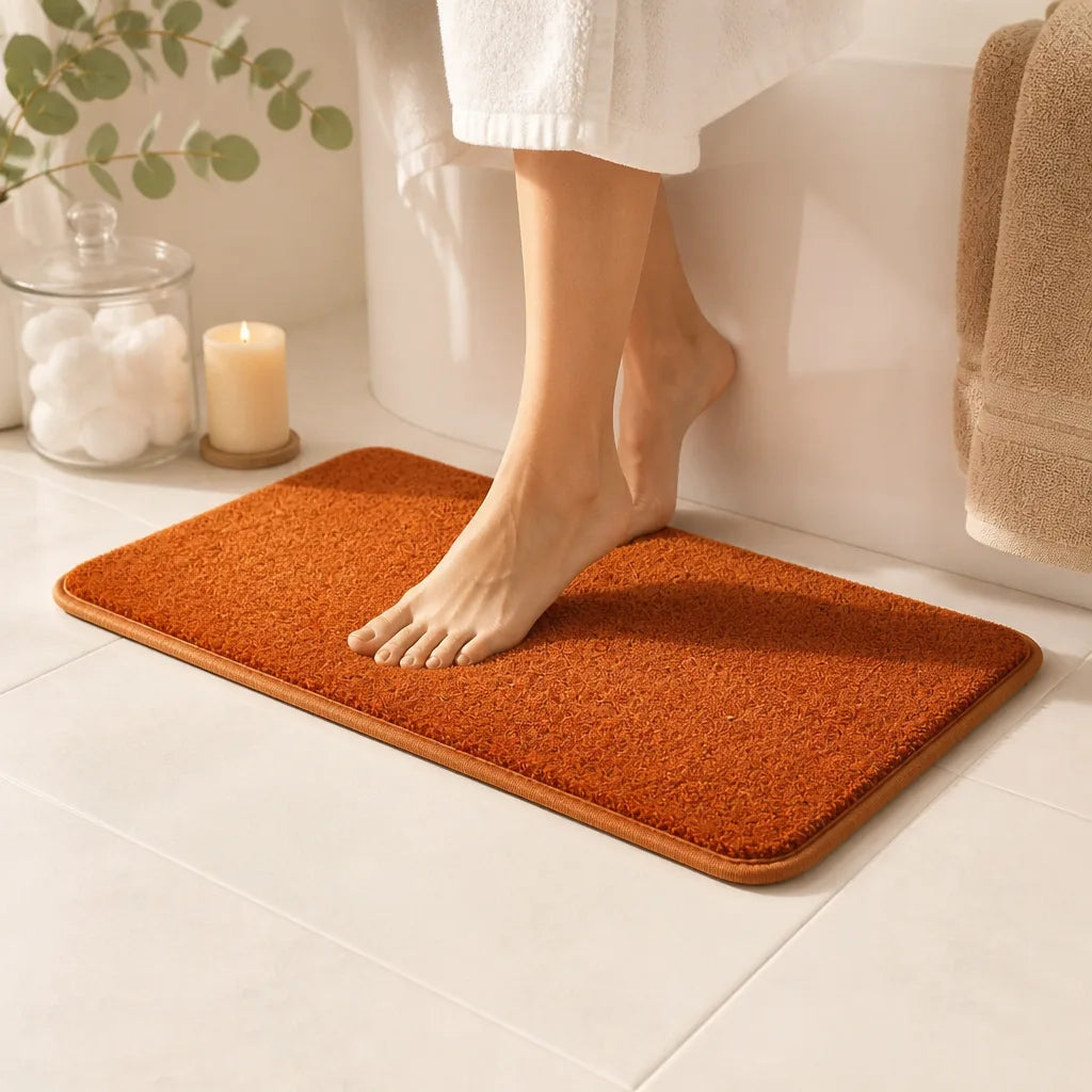 Tapis de bain couleur terracotta