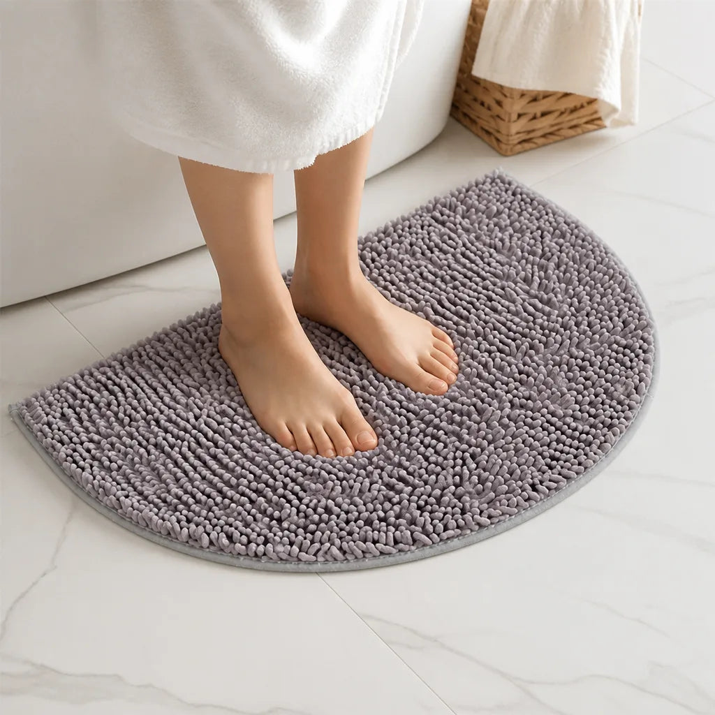 Tapis de bain demi lune gris