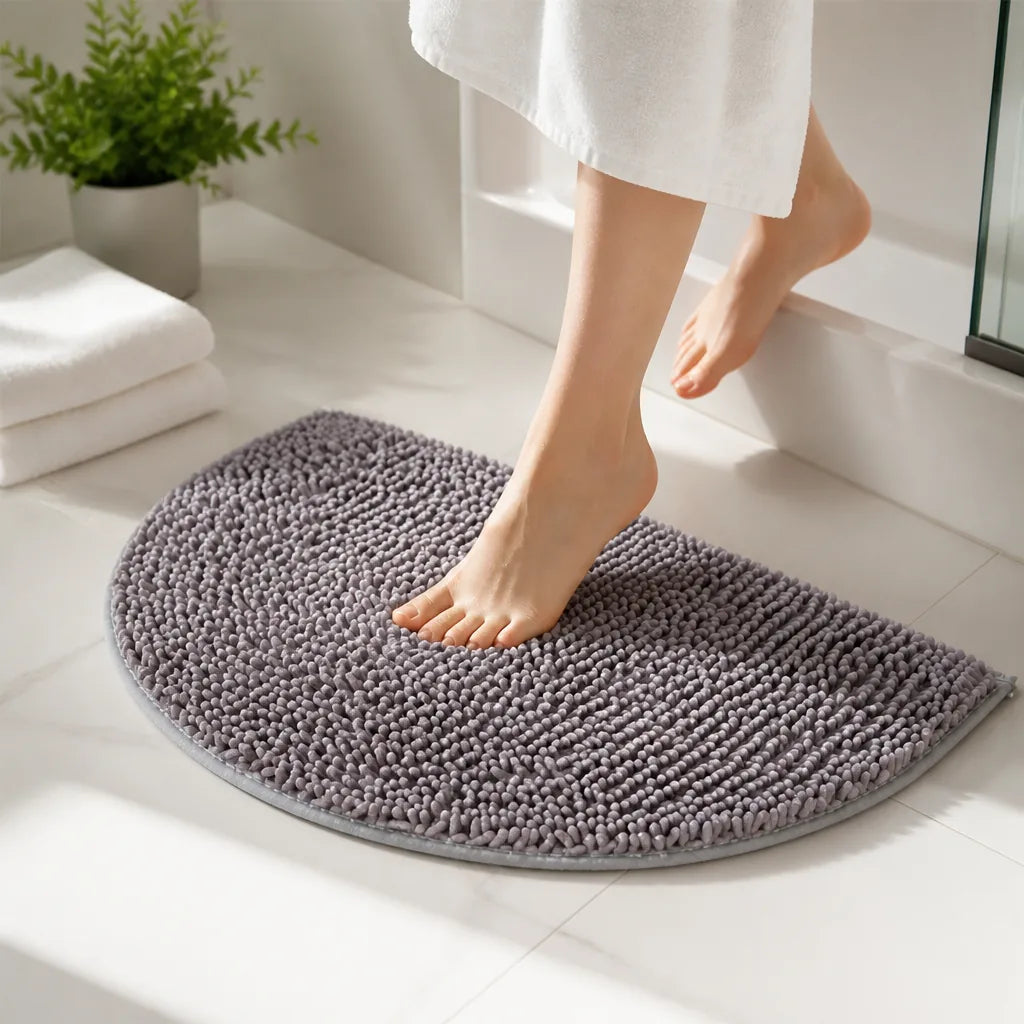 Tapis de bain demi lune gris