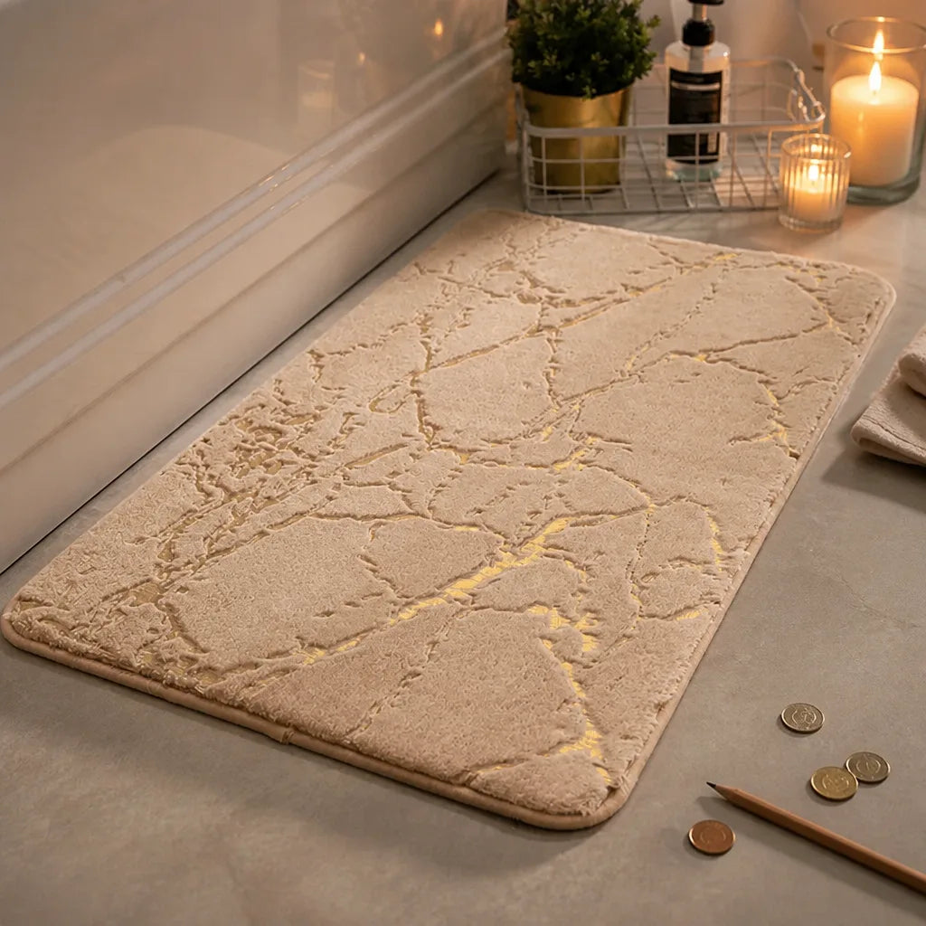 Tapis de bain epais beige