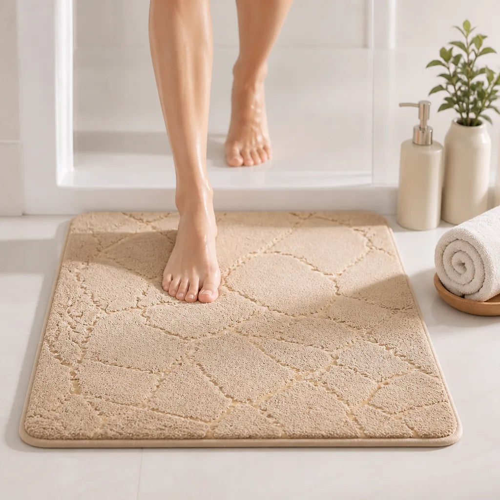 Tapis de bain epais beige