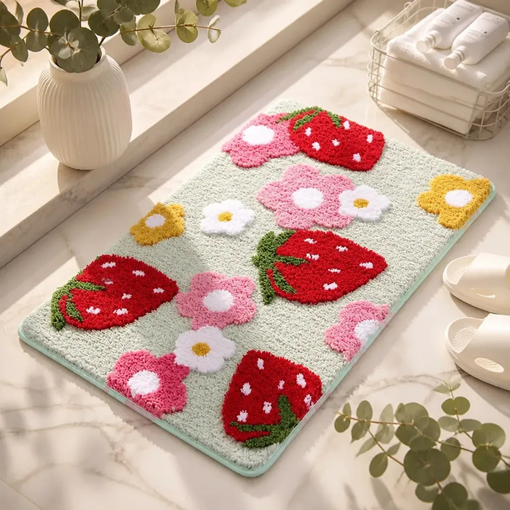 Tapis de bain fraise