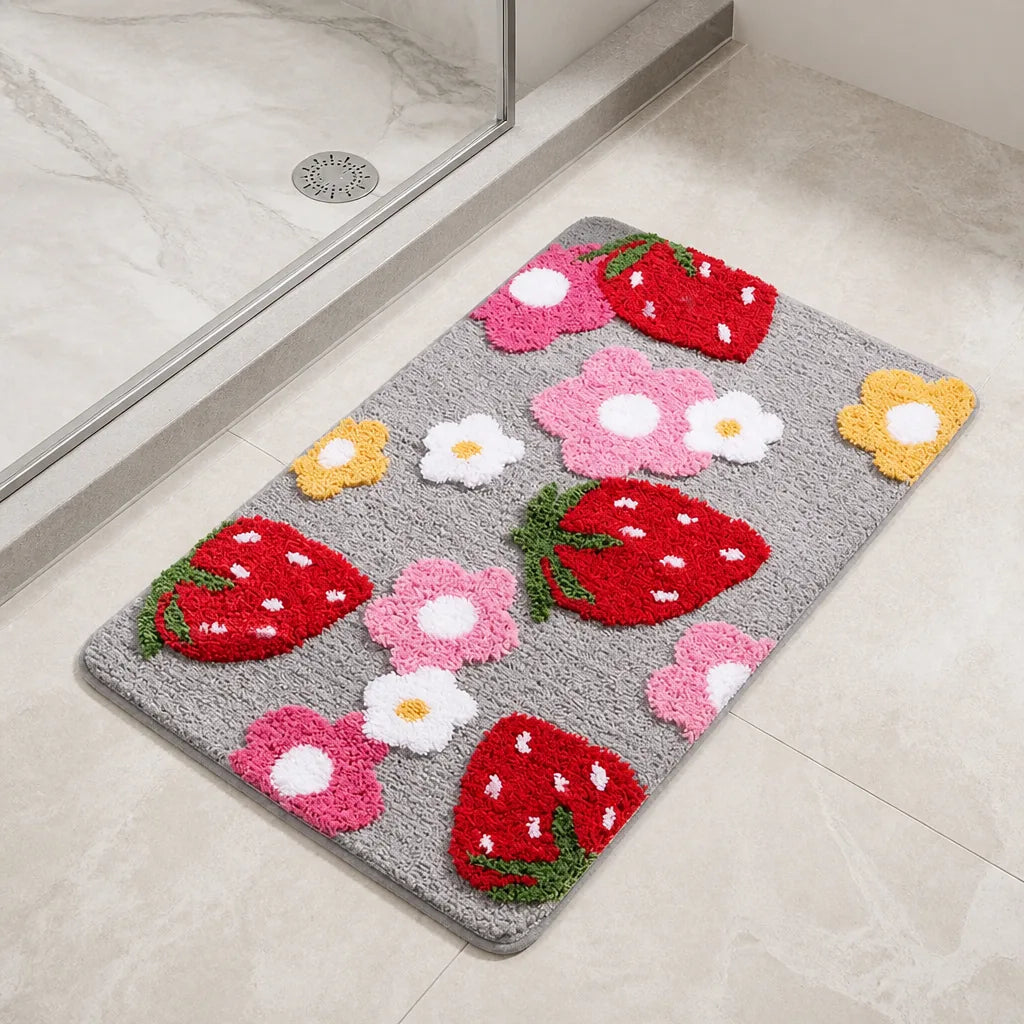 Tapis de bain fraise