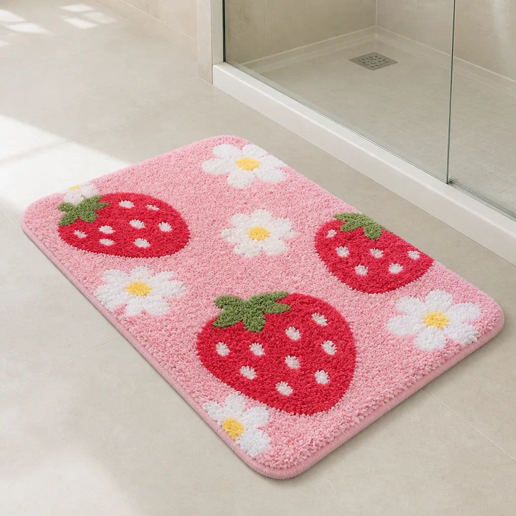 Tapis de bain fraise
