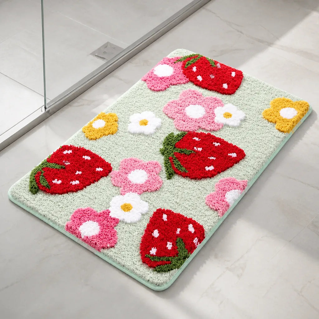 Tapis de bain fraise