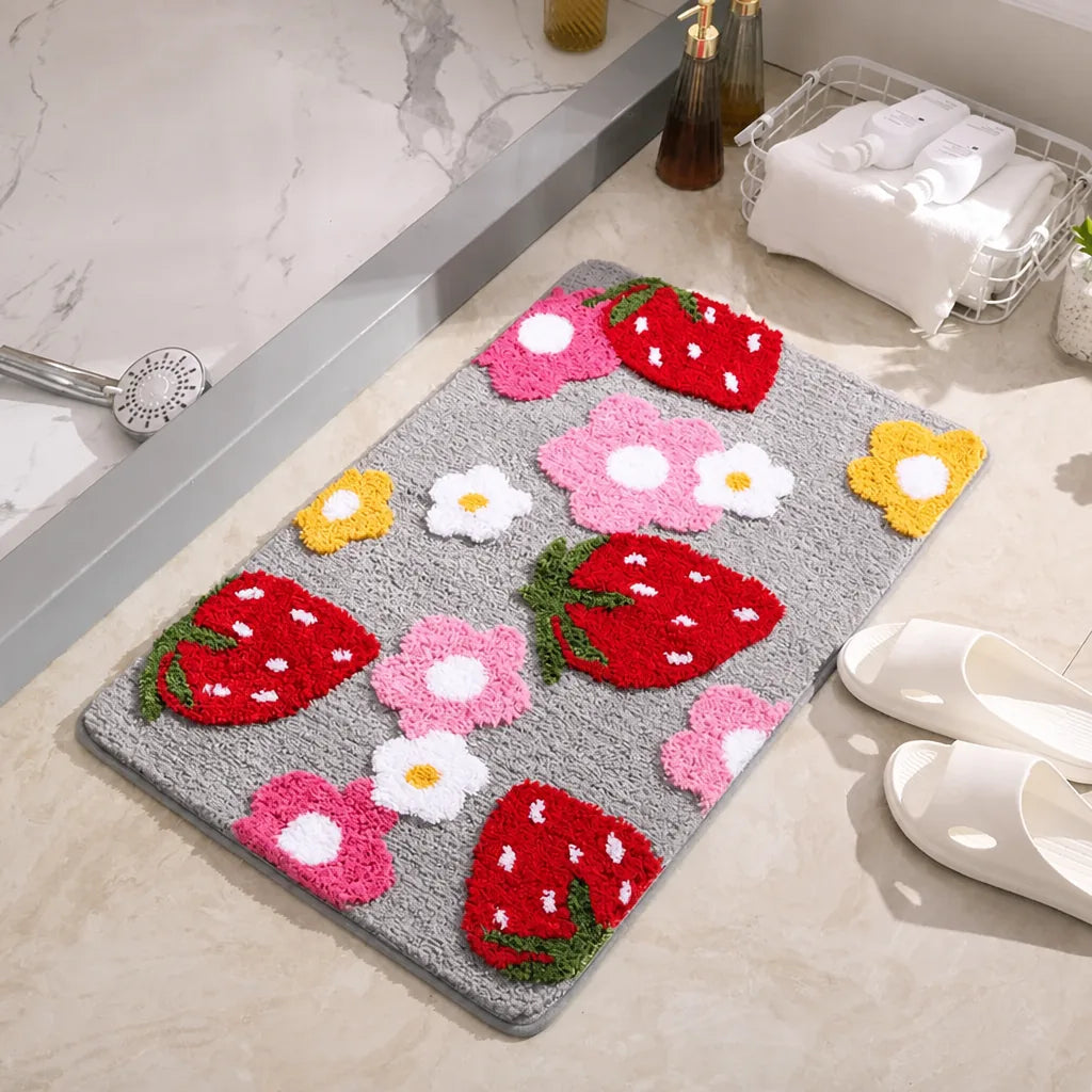 Tapis de bain fraise