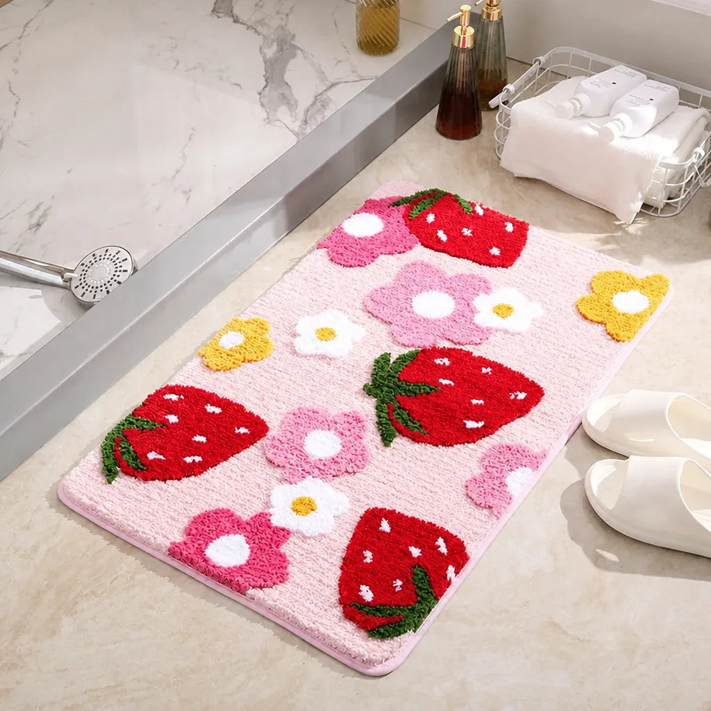 Tapis de bain fraise