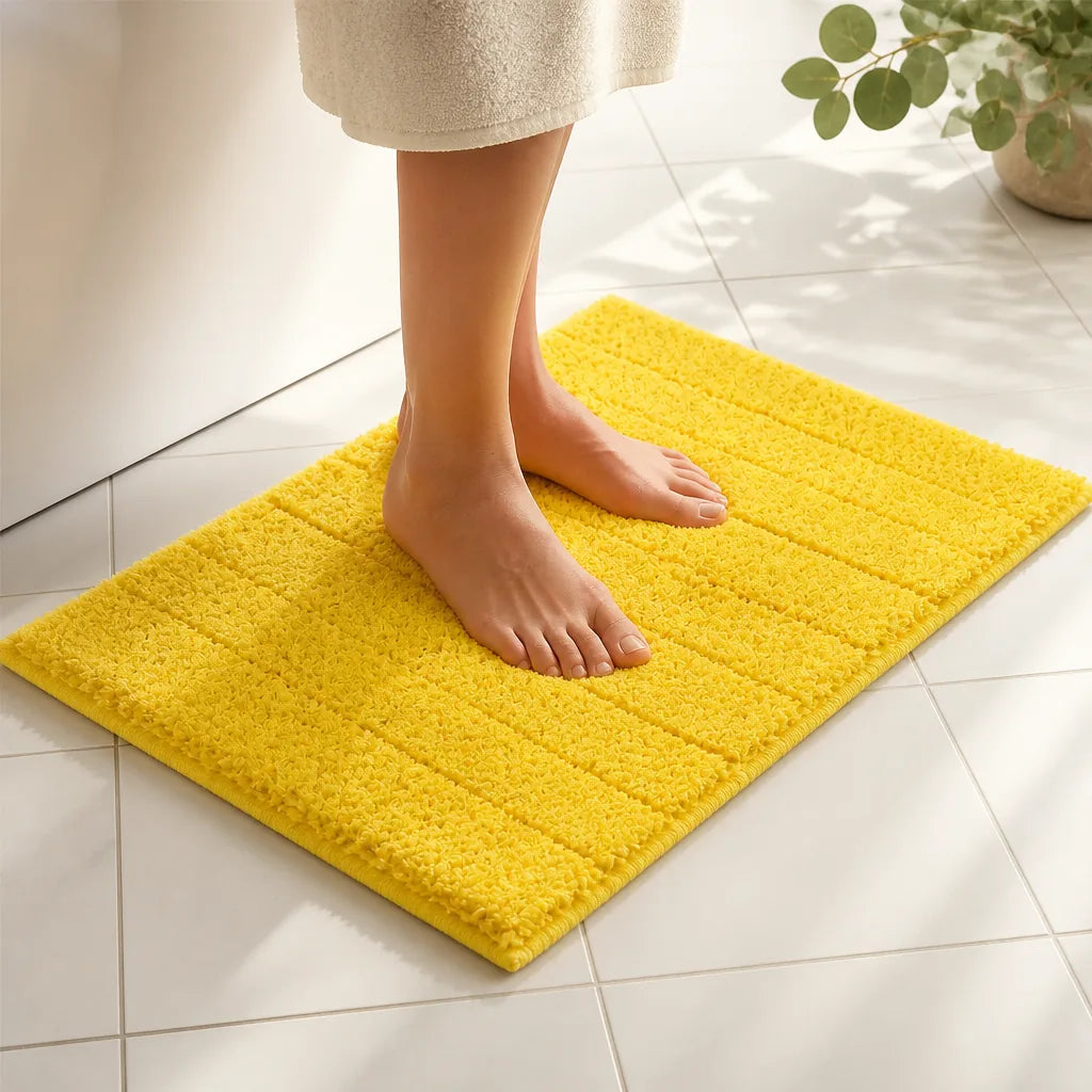 Tapis de bain jaune citron