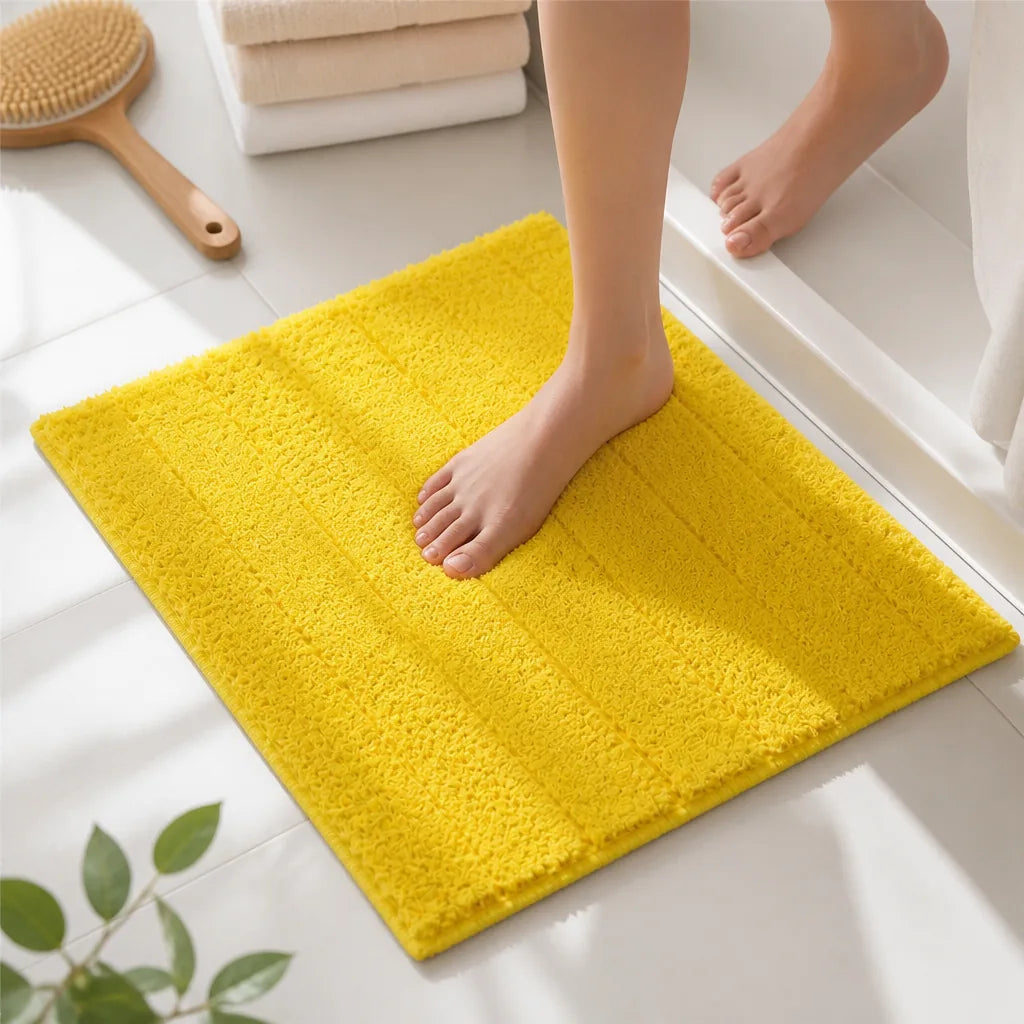Tapis de bain jaune citron