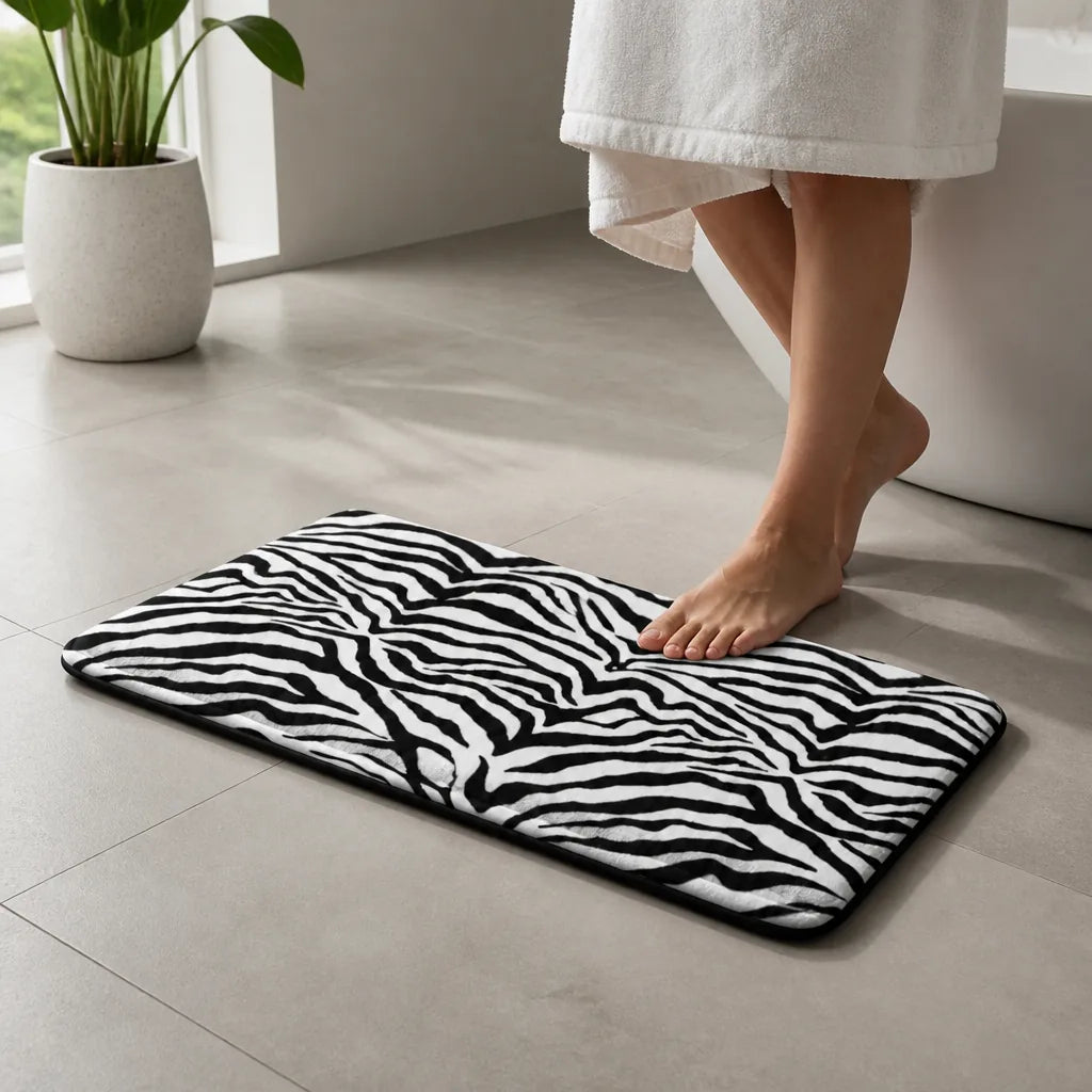 tapis de bain noir et blanc