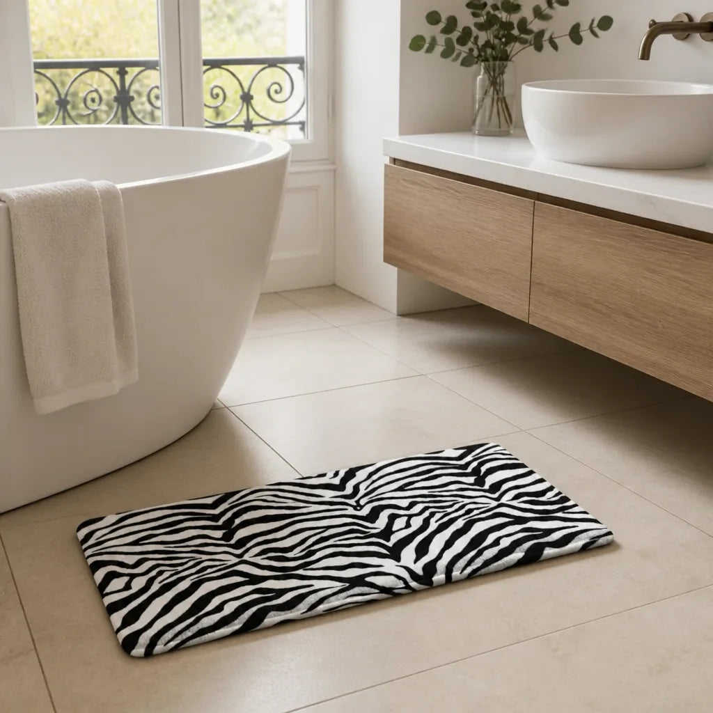 tapis de bain noir et blanc