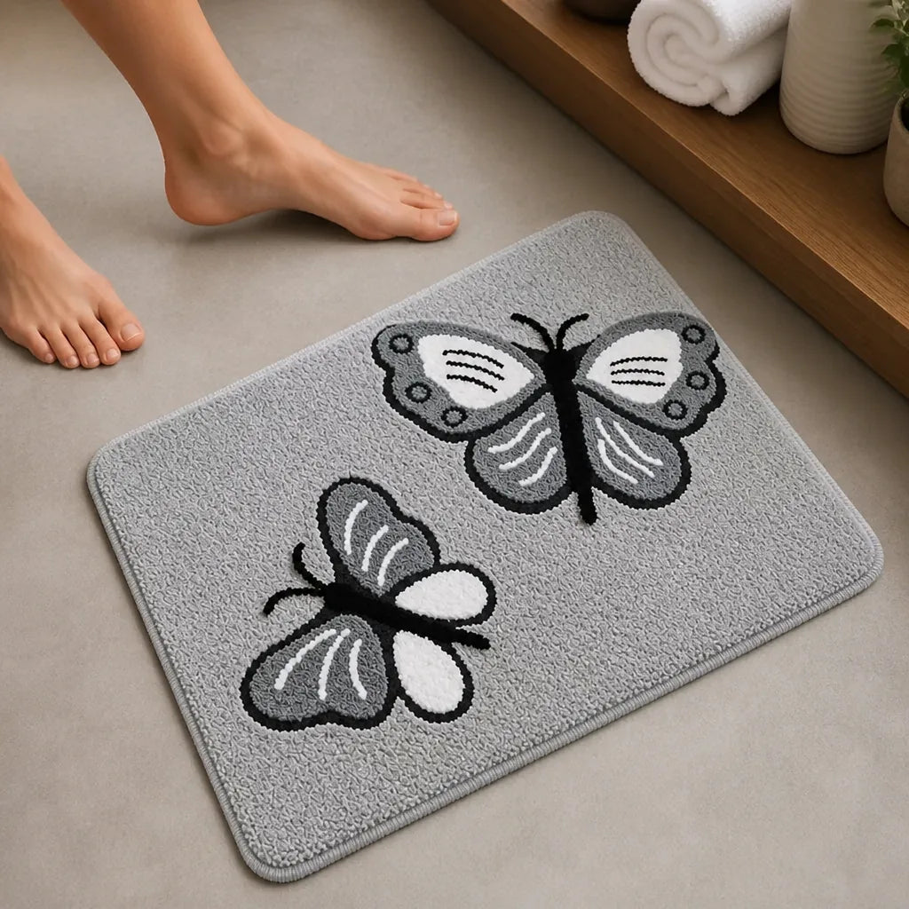 Tapis de bain papillon