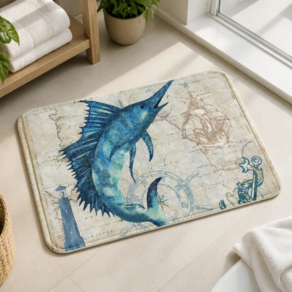 Tapis de bain poisson