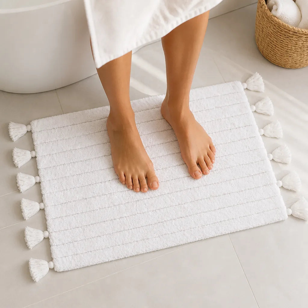 Tapis de bain pompon