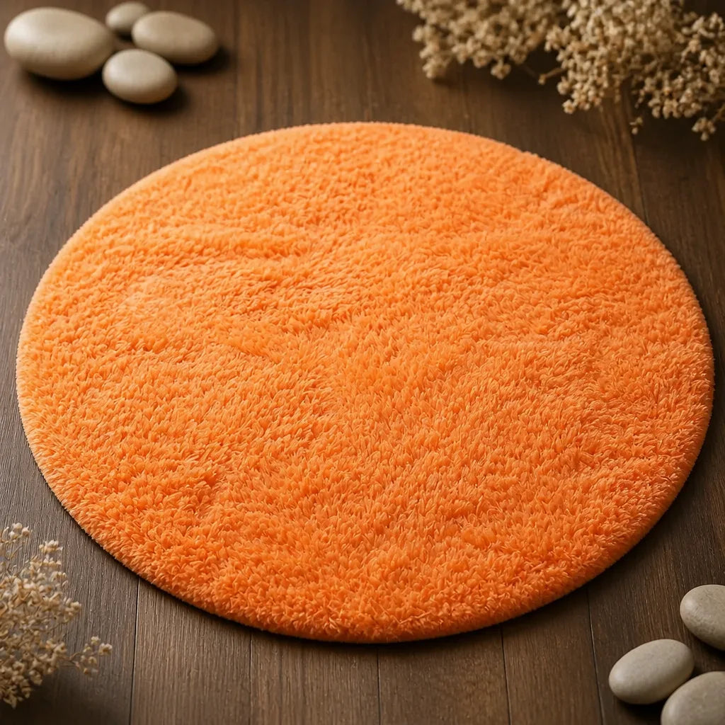 Tapis de bain rond orange