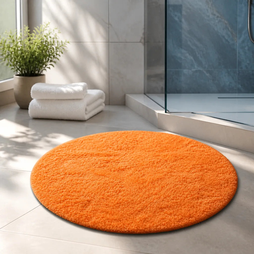 tapis-de-bain-rond-orange