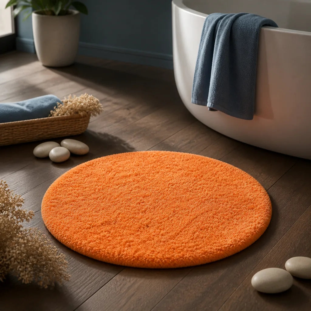 Tapis de bain rond orange