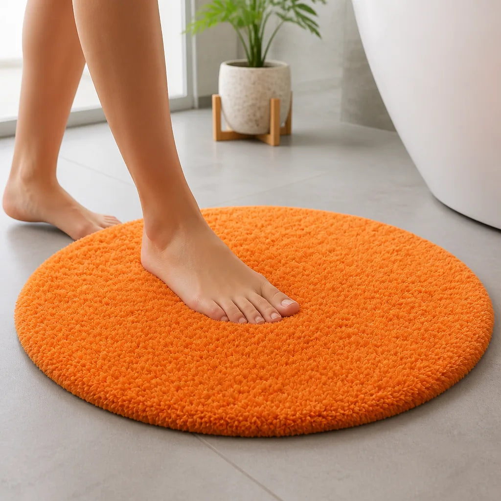 Tapis de bain rond orange