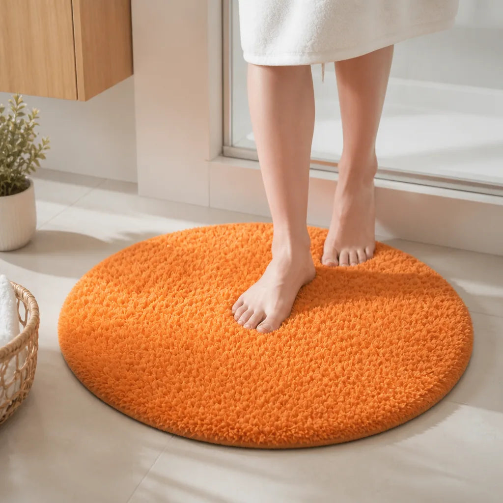 tapis-de-bain-rond-orange