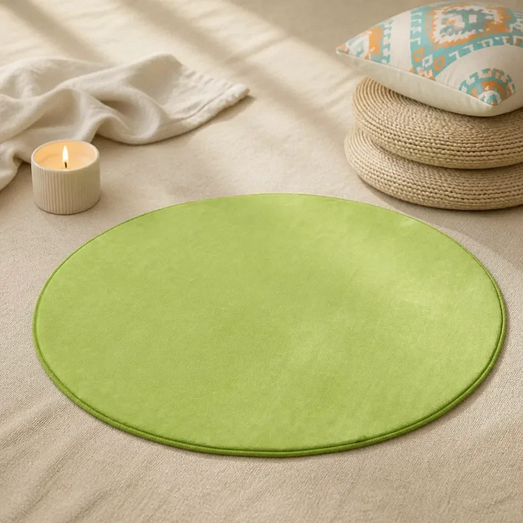 Tapis de bain rond vert anis