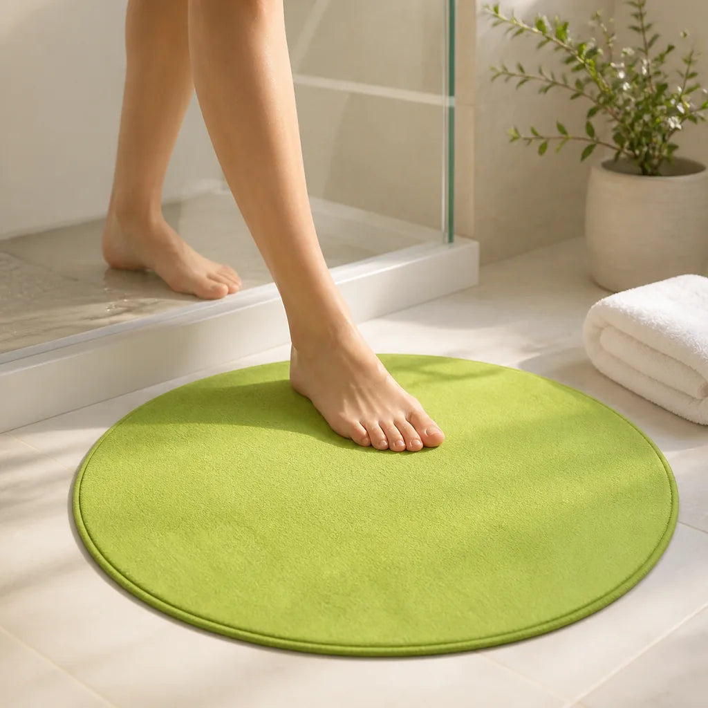 Tapis de bain rond vert anis
