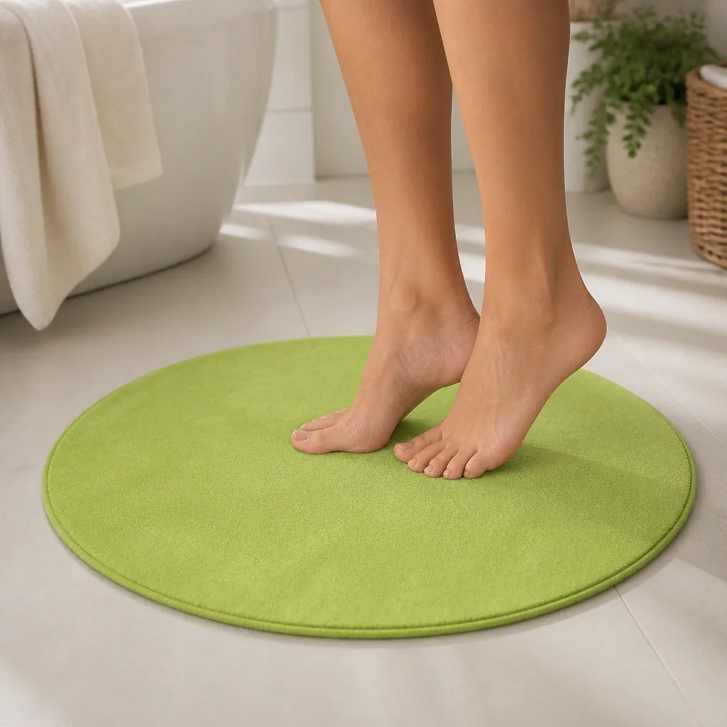 Tapis de bain rond vert anis