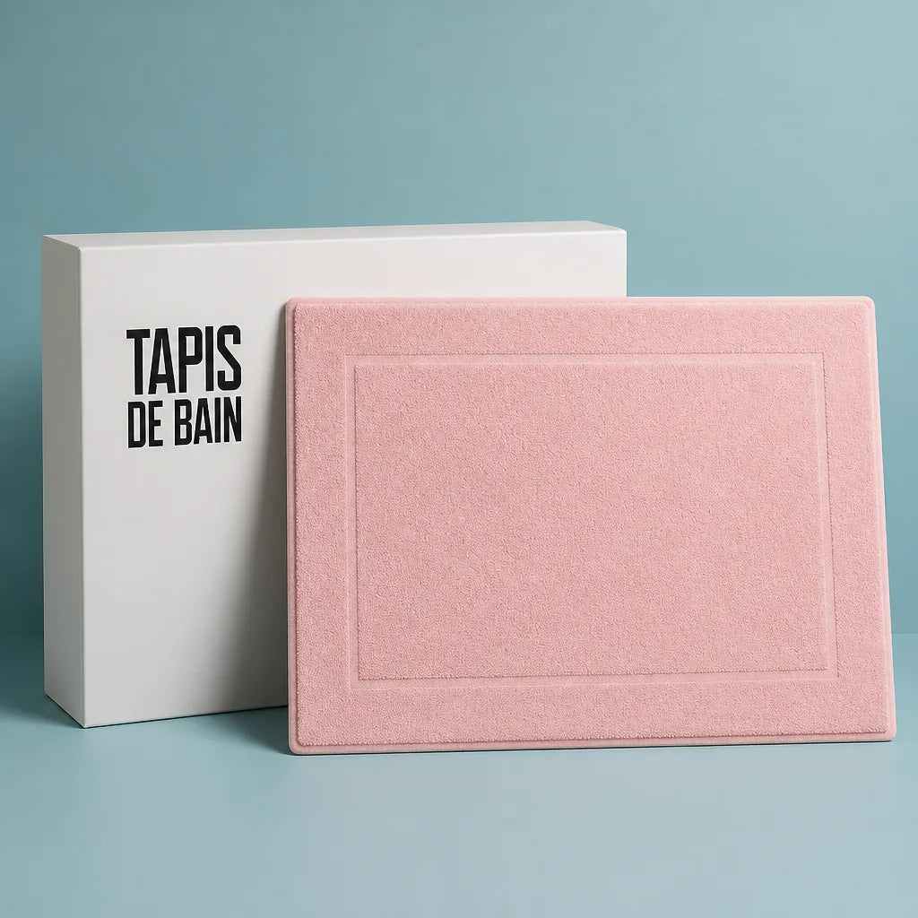 Tapis de bain rose poudre