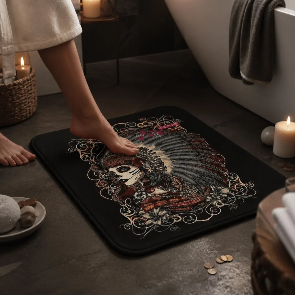Tapis de bain tete de mort