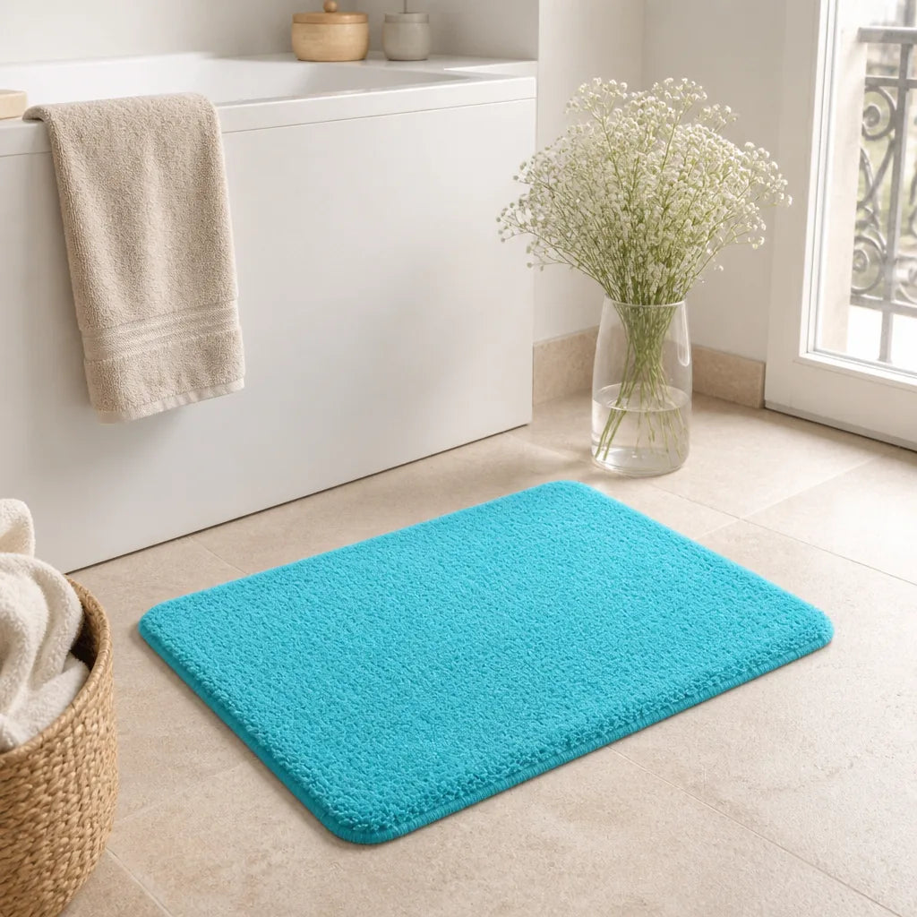 Tapis de bain turquoise